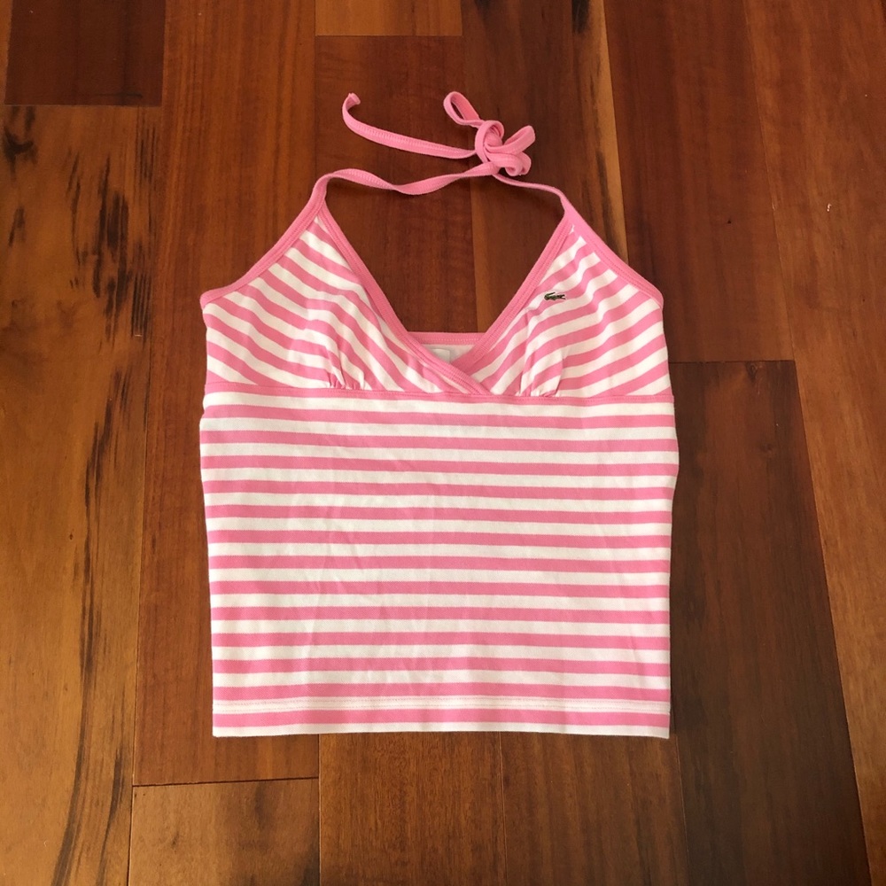 Bubblegum pink striped Lacoste halter🤍💗